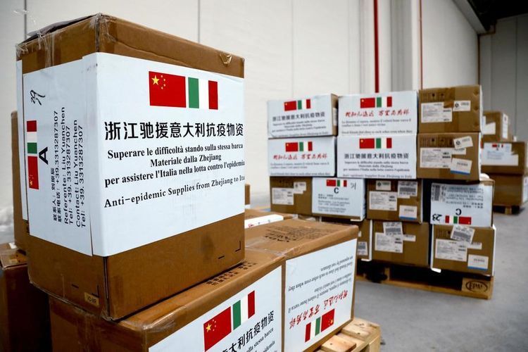 Foto: Bantuan China untuk Italia.(MOURA BALTI TOUATI/EPA-EFE)