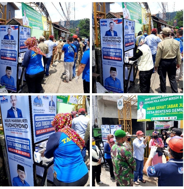 Pendirian alat cuci tangan di Desa Benteng, Kecamatan Ciampea, Kabupaten Bogor. Foto: koleksi Balawa