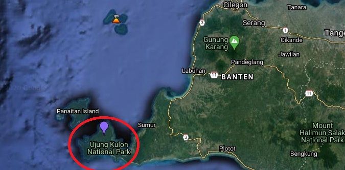 Google.maps Ujung Kulon National Park