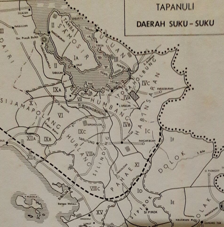 Peta 1. Persebaran utama suku Batak Toba menurut pemetaan Vergouwen tahun 1933 (Repro Felix Tani)
