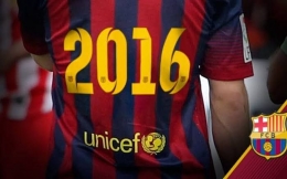 Penempatan logo UNICEF yang tergusur oleh sponsor baru yang menawarkan profit besar kepada Barcelona. | Gambar: Fcbarcelona.com