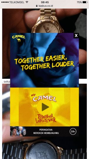 Gambar 1.2 Iklan Rokok Camel yang muncul di webiste kaskus.