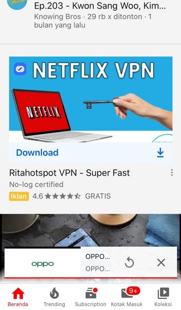 Gambar 1. Iklan Ritahotspot VPN di timeline Youtube | dokpri