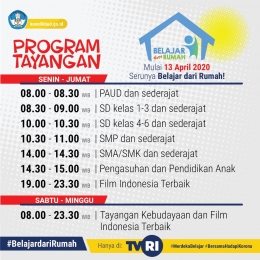 Program tayangan Belajar dari Rumah via TVRI. Foto dari Kemendibud