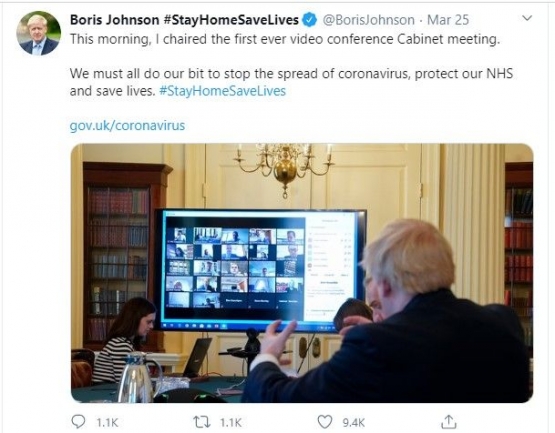 Penggunaan zoom oleh perdana Menteri Inggris | Tangkapan layar on twitter