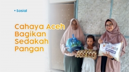 Relawan Cahaya Aceh lagi menyerahkan sembako (Pidie)