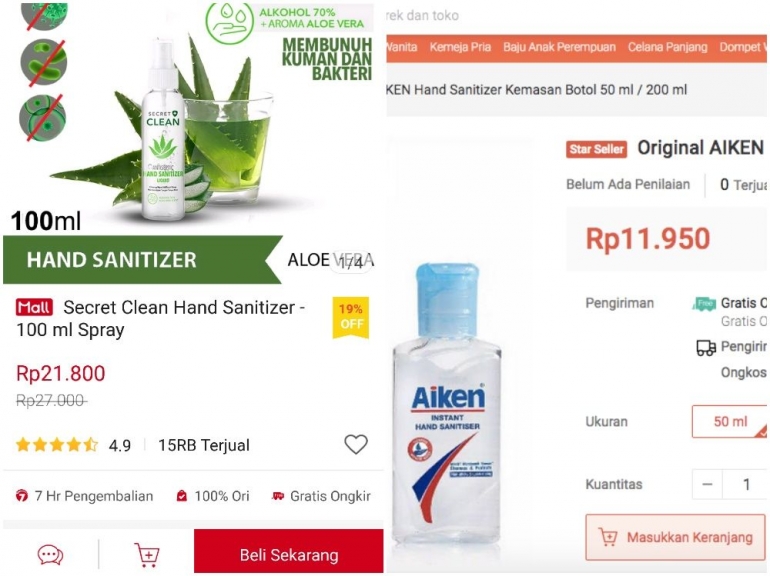 Tersedianya kembali hand sanitizer dengan harga normal menjadi pukulan bagi para spekulan dan penimbun (dok. pri).