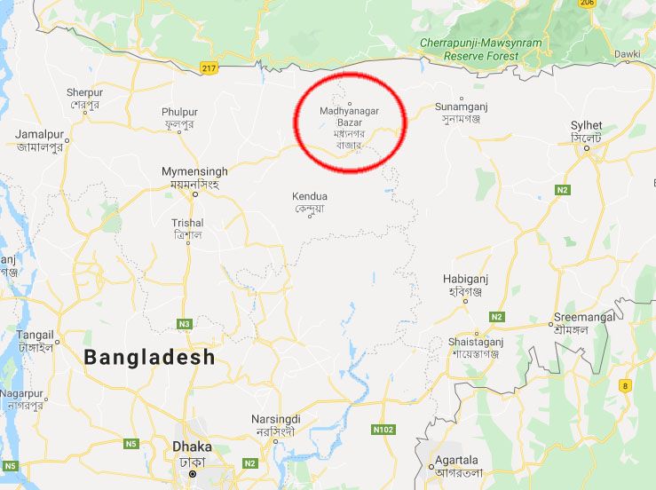 Letak wilayah Madyanagar Bazar di Bangladesh (Dokpri) 