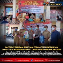 Penyerahan Bantuan Pencegahan Corona (Dok. Instagram Humasres Brebes)