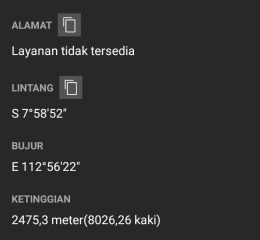 Ketinggian yang penulis raih selama mendaki 2 jam. Tangkap layar aplikasi kompas, Dokpri