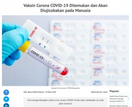 Berita vaksin corona virus ditemukan (sumber: tirto.id)