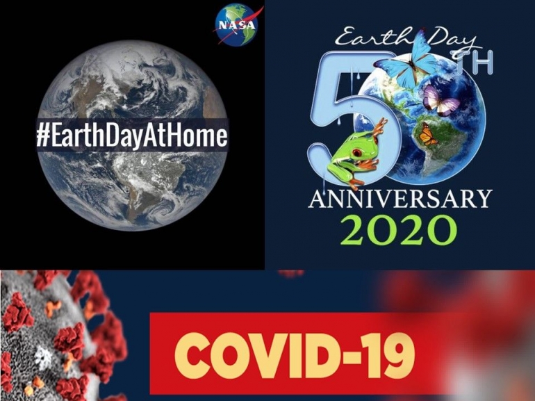 Peringatan Hari Bumi Tahun 2020 yang Spesial. Sumber: Diolah dari: edf.montgomery.nj.us; nasa.gov dan id.usembassy.gov