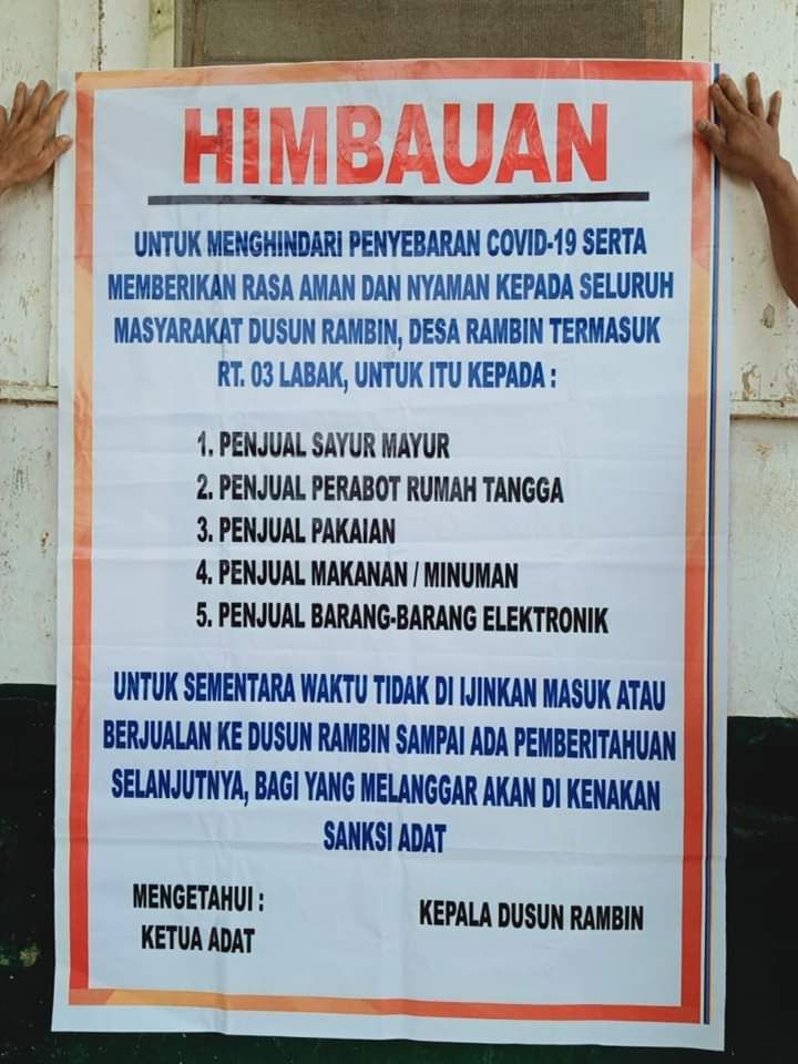 Peringatan Lockdown di Pintu Masuk Kampung Rambin (dok.pri)