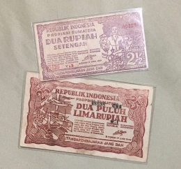 Uang kertas Indonesia Propinsi Sumatera awal Kemerdekaan RI. (Foto: BDHS)