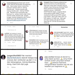 Komentar-komentar masyarakat dari postingan akun Instagram Kementrian Sosial. Sumber: Instagram (@kemensosri)