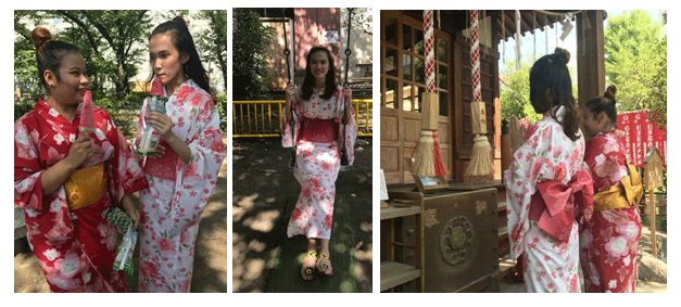 Ketika musim panas pertamanya di tahun 2017, dia dengan teman2nya memakai Yukata, berkeliling Ryogoku, di even festival musim panas di sekolahnya waktu itu|Dokumentasi pribadi