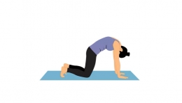 Ilustrasi : Cow Position (sumber: aplikasi yoga workout)