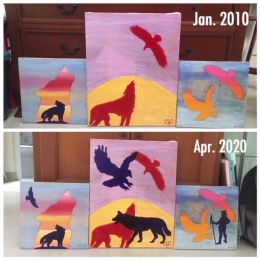 Lukisan tahun 2010 (ata) dan ditambah dengan lukisan baru di tahun 2020 (bawah). (Foto: BDHS)