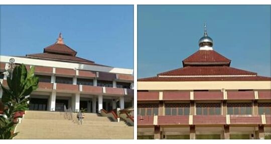 Perbandingan mustaka masjid. Dokumen: FB Masjid Agung Al Ikhlas Wonosari