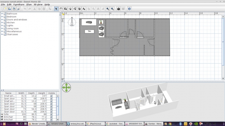 Sweethome 3D pengganti Sketchup--tangkapan layar