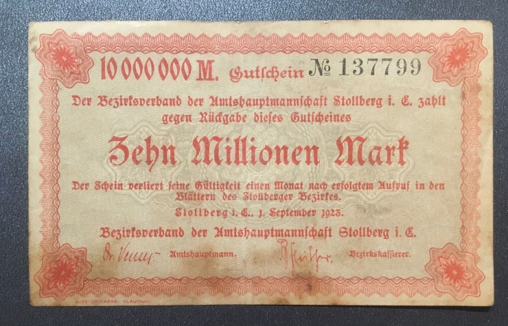 Uang kertas Jerman dengan nominal 10 Juta Mark. (Foto: BDHS)
