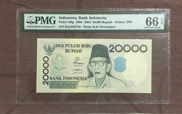Uang kertas Indonesia bergambar Ki Hajar Dewantara yang telah diberi 