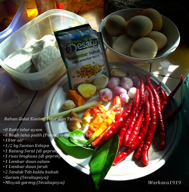 Gambar 1. Bahan Gulai kuning telur dan tahu_Warkasa1919
