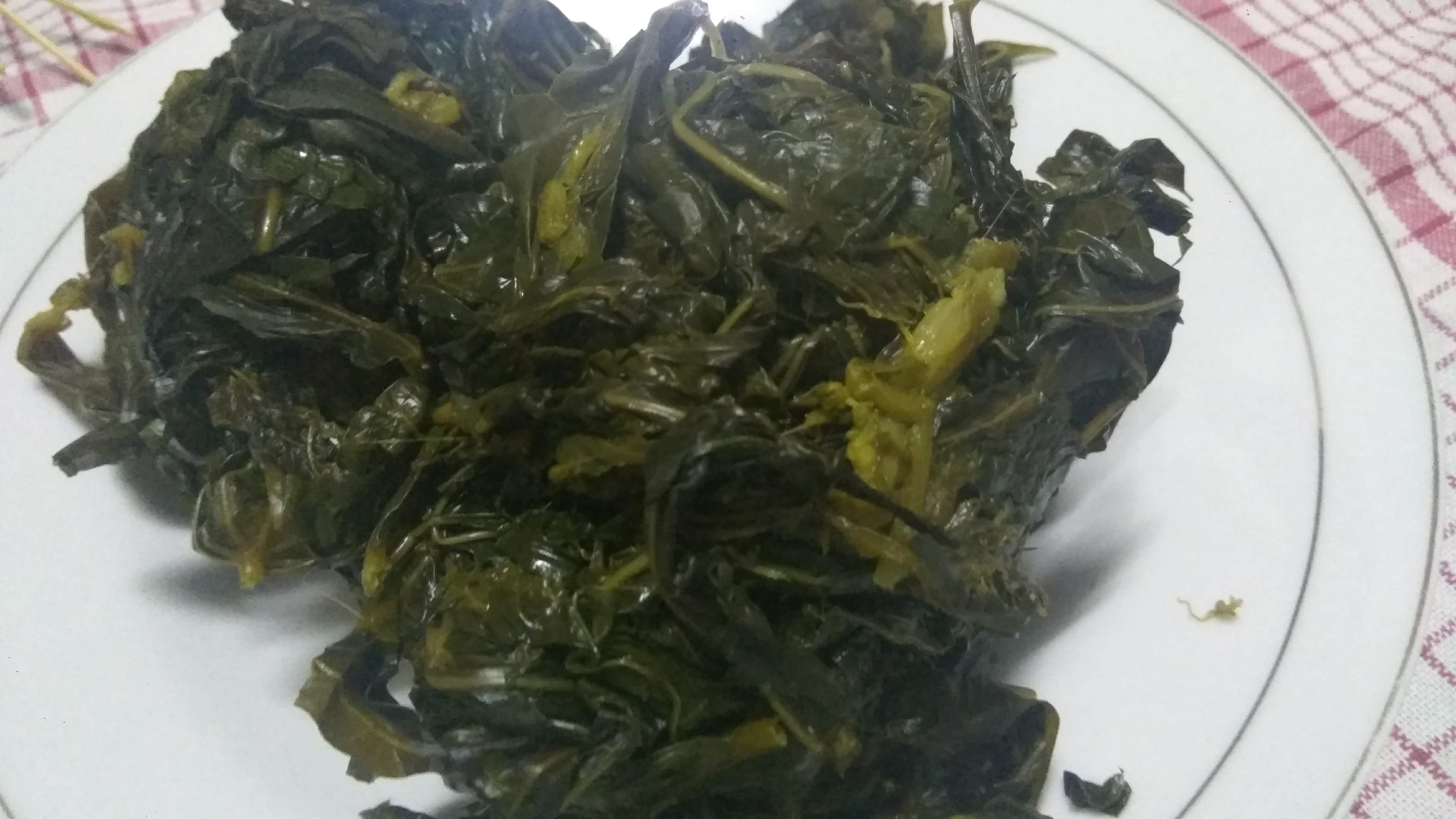 Daun pepaya Jepang yang sudah direbus (dok.windhu)