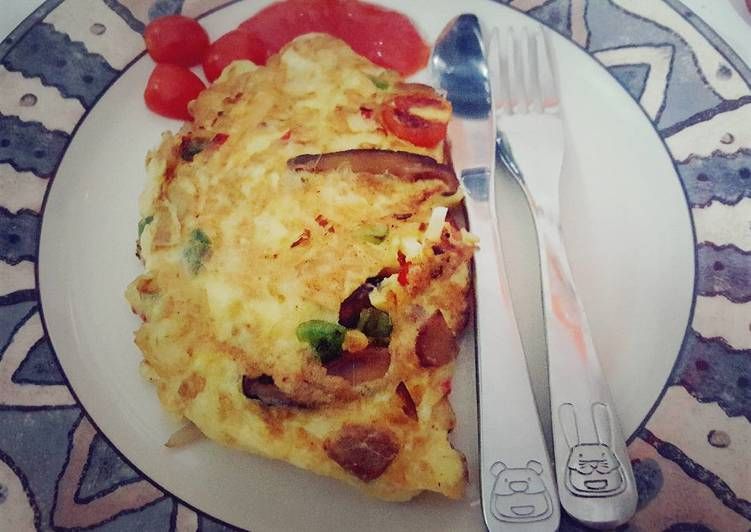Omelet jamur shitake bisa dijadikan menu sahur yang nikmat dan kaya manfaat kesehatan (foto: cookpad.com/Nur Indah)
