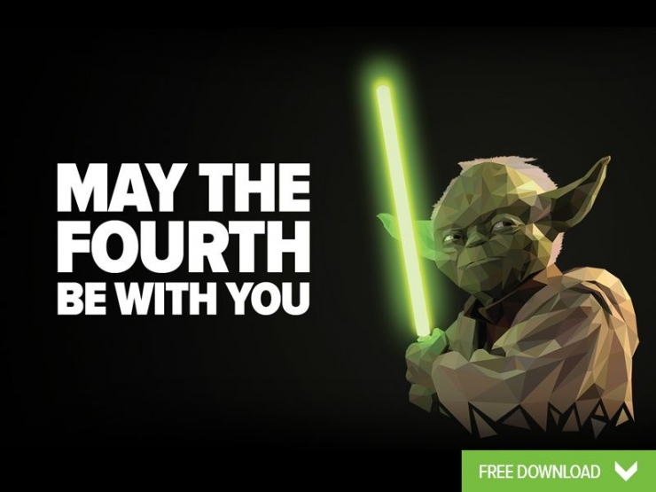 May The Fourth Be With You, sebuah wallpaper karya Peter Spencer yang disediakan gratis untuk diunduh oleh Dribbble.com (Foto: dribbble.com)