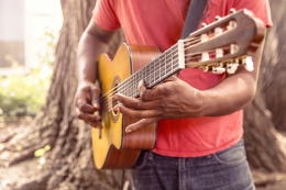 Ilustrasi seorang laki-laki sedang berlatih memainkan gitar (Sumber : pixabay.com/RyanMcGuire)