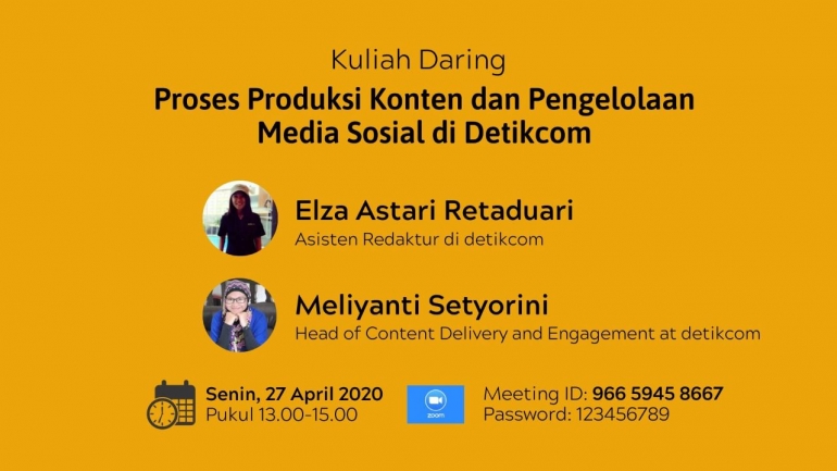 Kuliah Daring : Proses Produksi Konten dan Pengelolaan Media Sosial di DetikCom (dok. Yohanes Widodo)