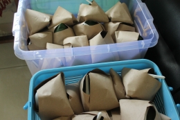 Sejumlah nasi bungkus dari donatur (foto:ko in)