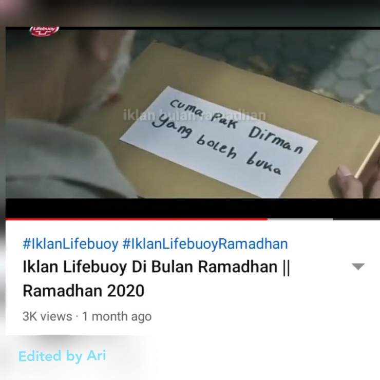 Sumber Foto: Screen Shot HP iklan Lifebouy edisi Ramadan 2020 di youtube