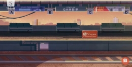 Gambaran sepinya stasiun gambir dengan spanduk PSBB (gambar: iklan Shopee | Youtube)