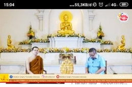Tangkap layar live streaming pesan damma akun Medkom Sangha Theravada Indonesia