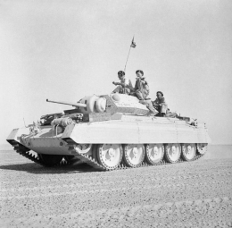 Tank tempur utama Inggris A15 Crusader di medan tempur Afrika. Sumber gambar: military.wikia.org