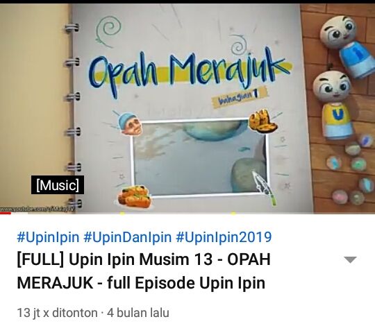 Gambar Opah Merajuk dari channel Upin dan Ipin/Youtube. Dokpri