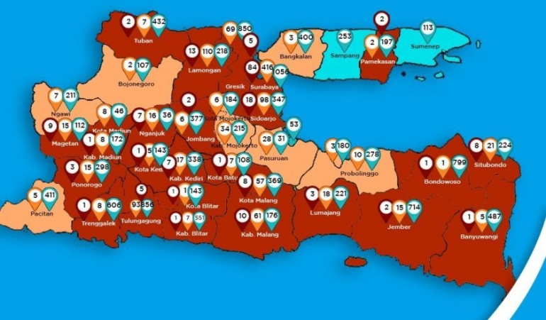 Mojokerto diantara zona merah (sumber: www.suarasurabaya.net)