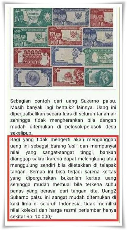 Uang Fantasi Bergambar Sukarno Ternyata Disablon Di Atas Kertas Kalkir ...