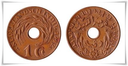 Koin 1 Cent atau Sen Bolong Masa Hindia-Belanda (Foto: en.numista.com)
