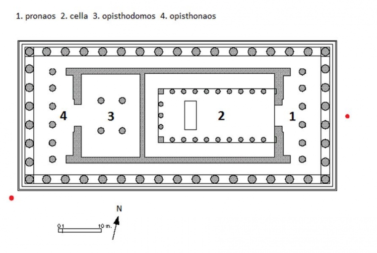 Denah cella pada kuil Parthenon Yunani (Sumber: mathtec.weebly.com)