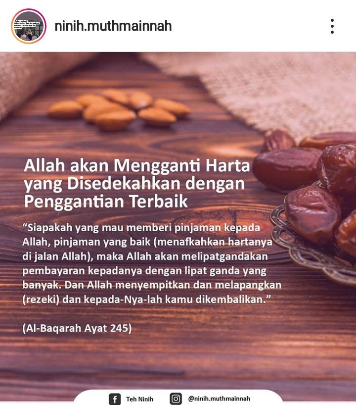 Instagram Ninih Mutmainnah, salah satu tausiyah