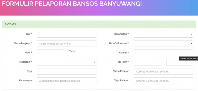 pelaporan bansos banyuwangi