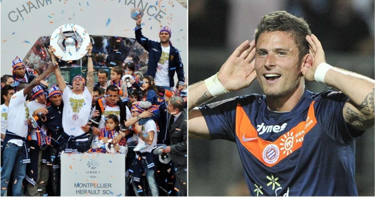 Montpellier menjadi juara Ligue 1 Prancis musim 2011/2012 dengan Giroud jadi topskornya. | foto: givemesport.com 