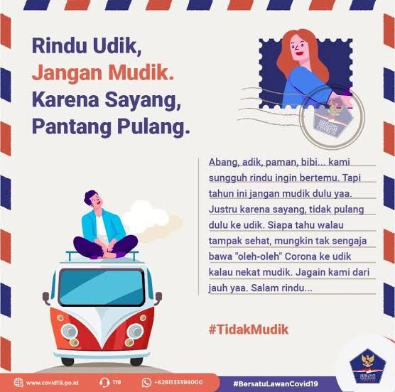 Mari optimalkan mudik online sebagai alternatif terbaik mudik fisik tahun ini (Ilustrasi: Twitter Kemenkes RI)