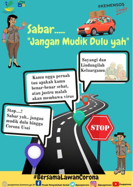 Masih nekad mudik? Lebih baik jangan mudik dulu deh untuk kebaikan bersama (Ilustrasi: puspensos.kemsos.go.id)