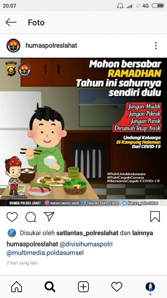 Foto dari Instagram Humas Polres Lahat