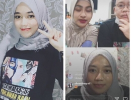 Kolase Foto Siti Nurhalizah (kiri) dan saat live instagram bersama wabup Agus Tantomo dan isteri