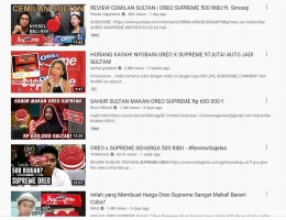 Capture maraknya youtuber Indonesia yang turut membahas Oreo Supreme - Sumber Youtube.com